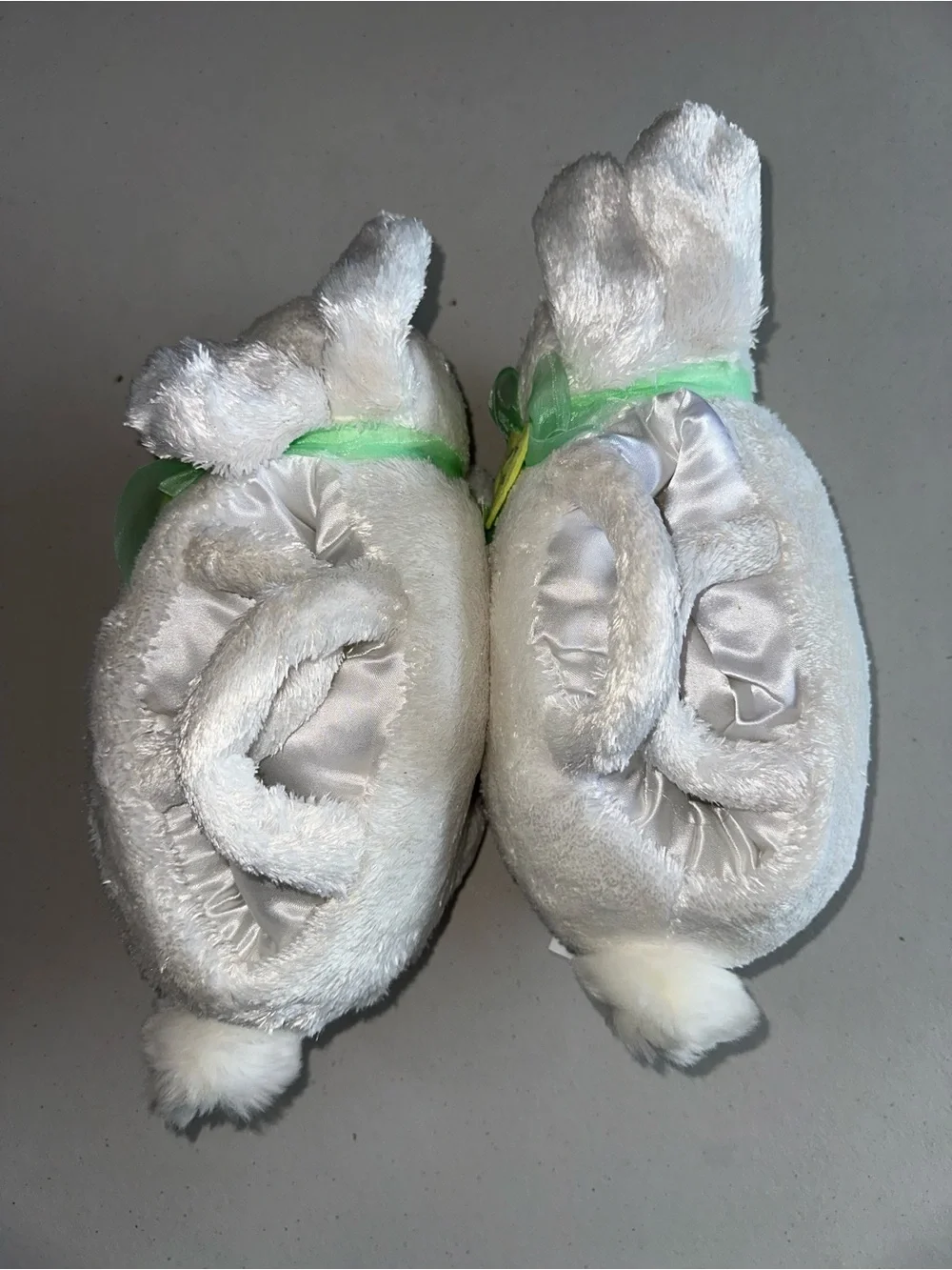 Plush Bunny Kids Purses Cream with Green Bow
